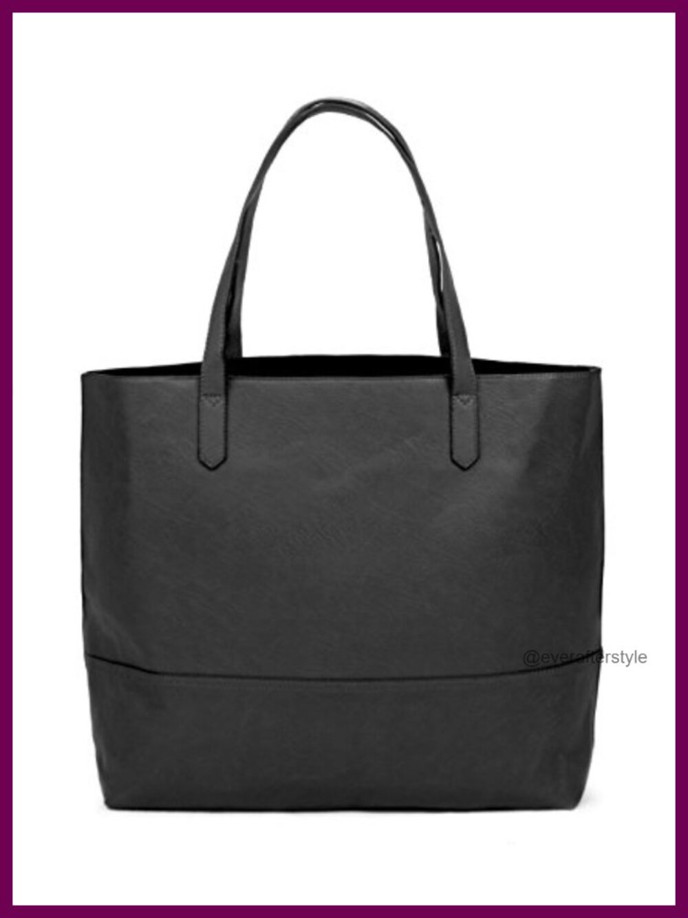 Large Vegan Leather Tote Slouchy Shoulder Bag Open Top Carryall